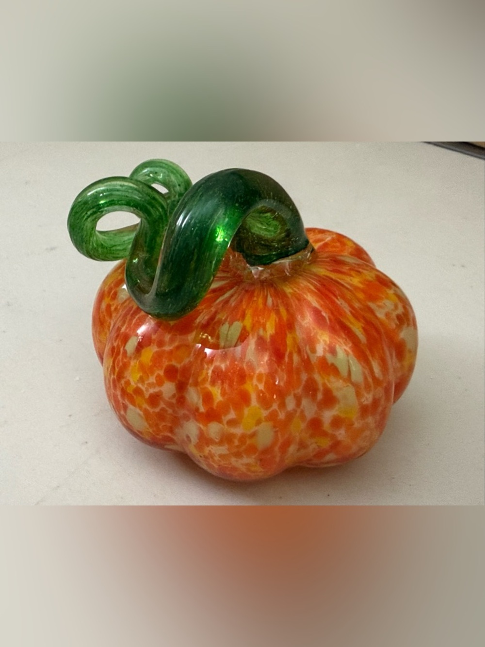 Hand-Blown Art Glass Small Pumpkin Orange Mini